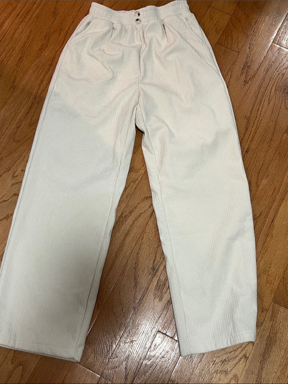 SHEIN Cream Corduroy women Pants